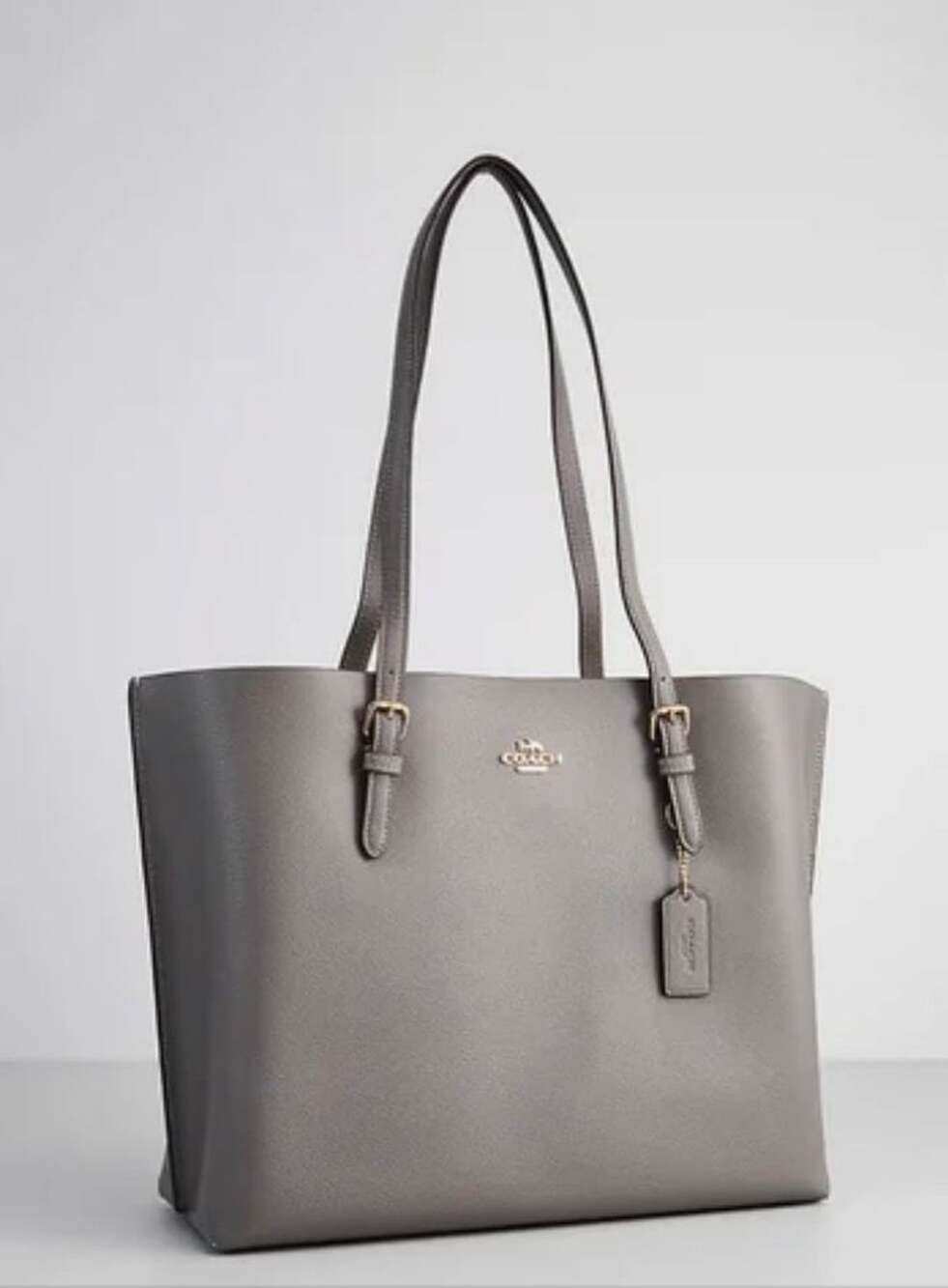 Coach Mollie Large Tote Grey Pebbled Leather Handbag